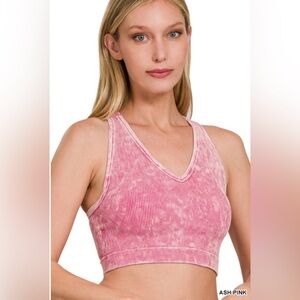 NWOT Zenana Washed Ribbed Seamless Racerback Tank w/ Bra Pad